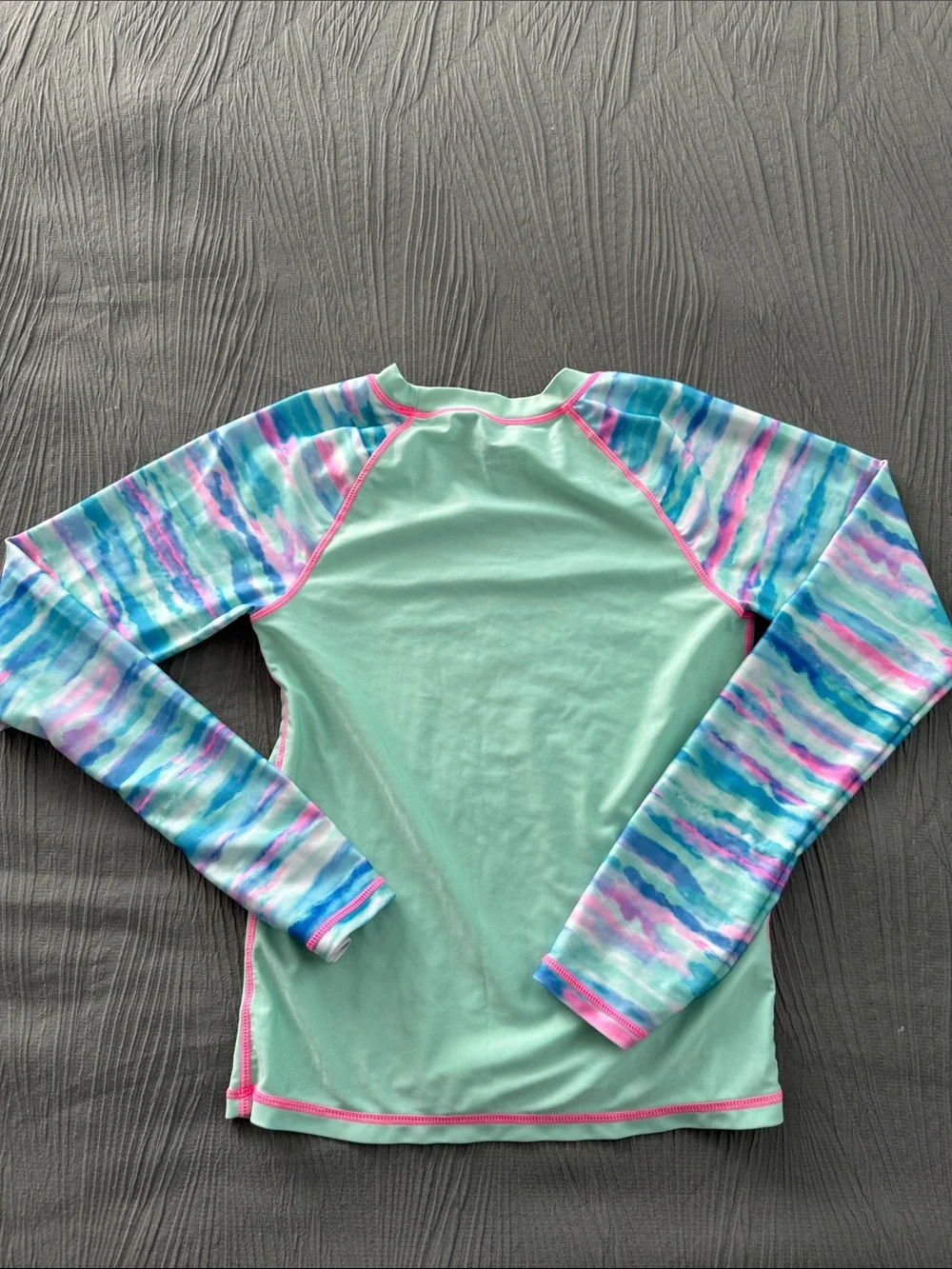 Nautica Mint Green Rash Guard set with Blue and Pink Tie-Dye Sleeves